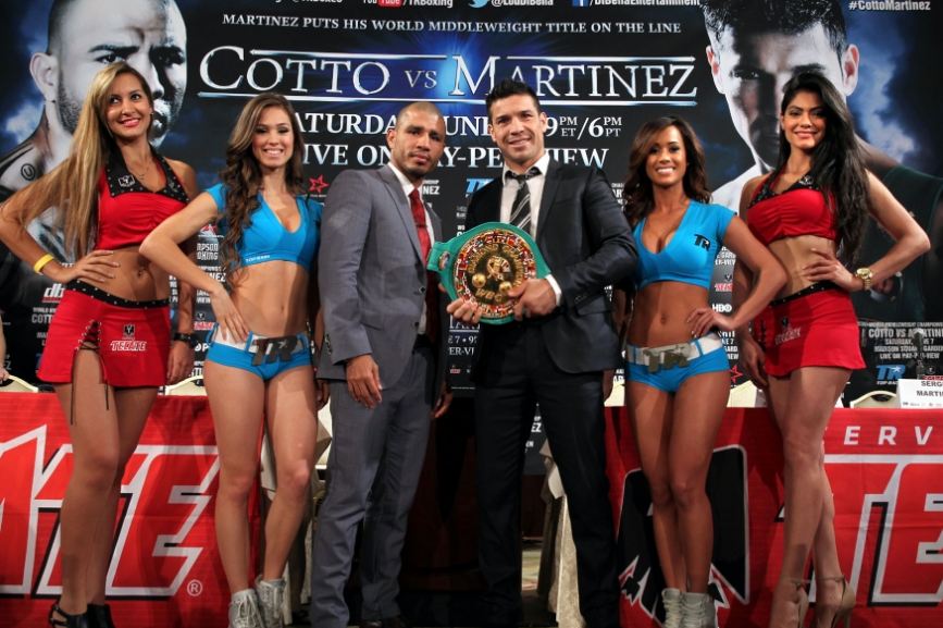 Cotto and Martinez with Title Belt