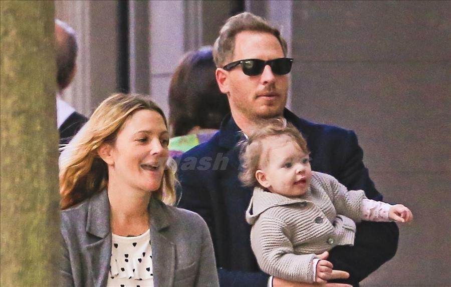 Drew Barrymore with husband and son
