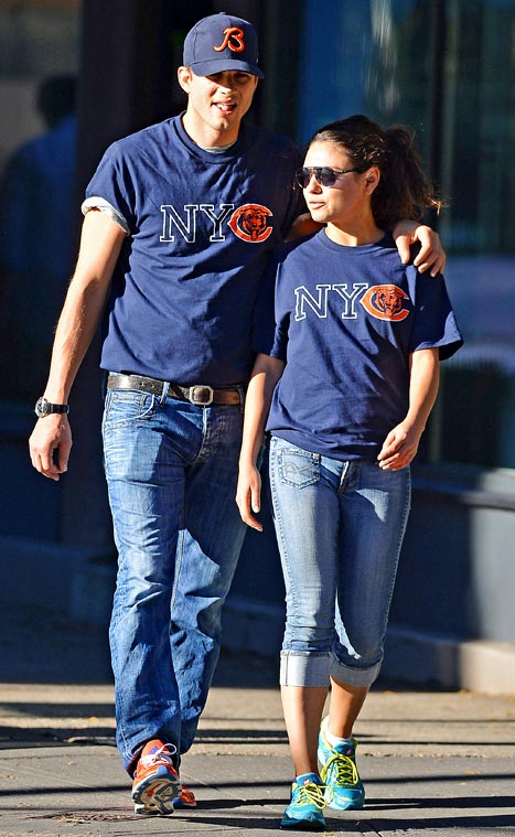 Mila Kunis with Ashton Kutcher while walking