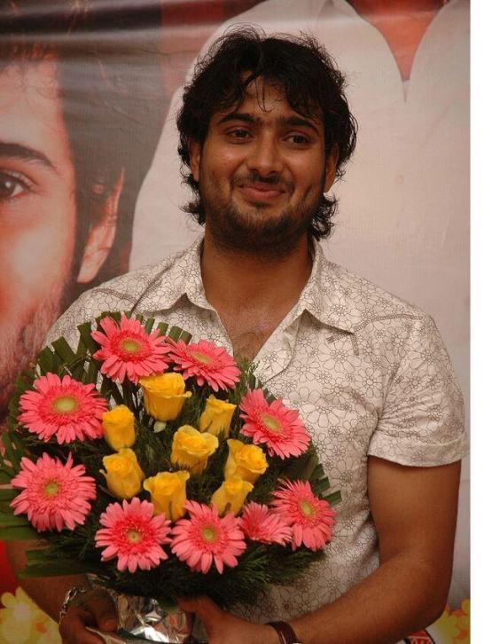 Uday Kiran With Flowers