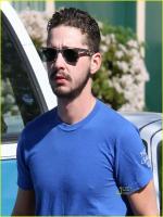 Shia LaBeouf in blue shirt