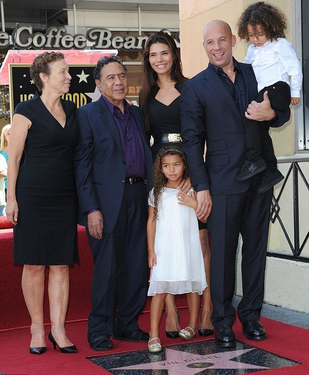 Vin Diesel with his parents, partner and his children