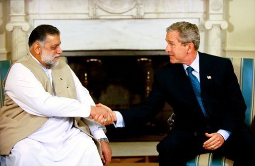 Zafarullah Khan Jamali with George Bush