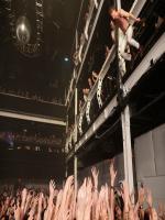 Matt Shultz braces for his final leap into the crowd