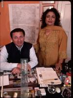 Mir Ghazanfar Ali Khan and his wife, Rani Atiga, in his office in Kari