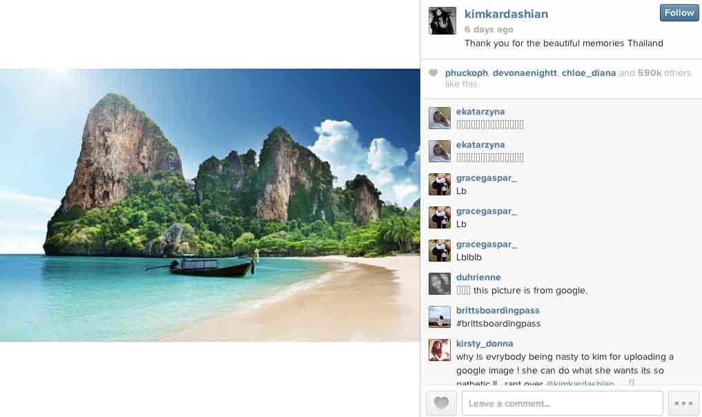 Kim Kardashian busted faking Google Images as her Vacation Pictures