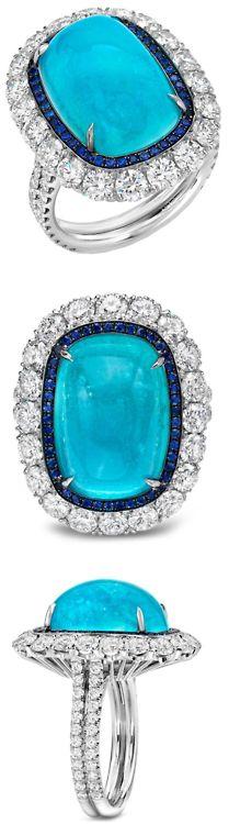 Glorious Paraiba Tourmaline, Sapphire and Diamond Ring