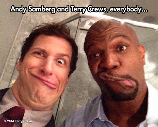 Smiling for the pictureâ€¦Andy Samberg Terry Crews
