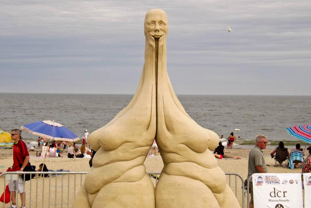 Officially the creepiest sand sculpture at Revere Beach this weekend.