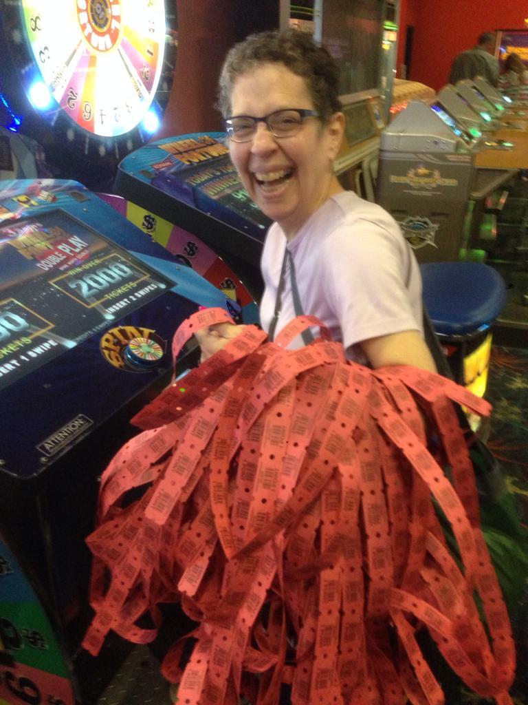 My mom just won 1,050 tickets at the arcade
