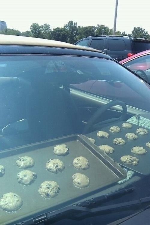 baking cookies in your car... is this serious