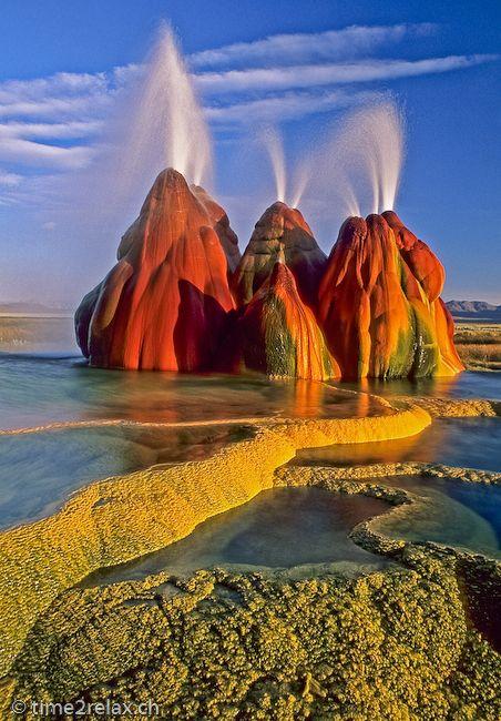 Fly Geyser, also known as Fly Ranch Geyser is a man-made small geother