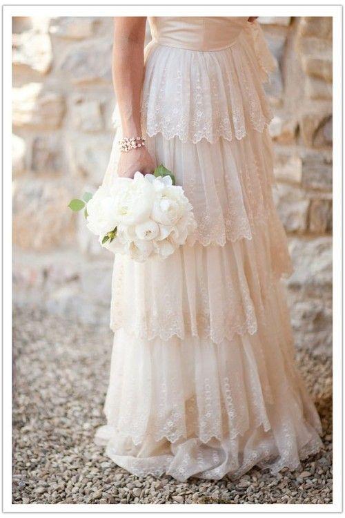 Lace tiered wedding dress