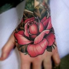 Flower on hand tattoos