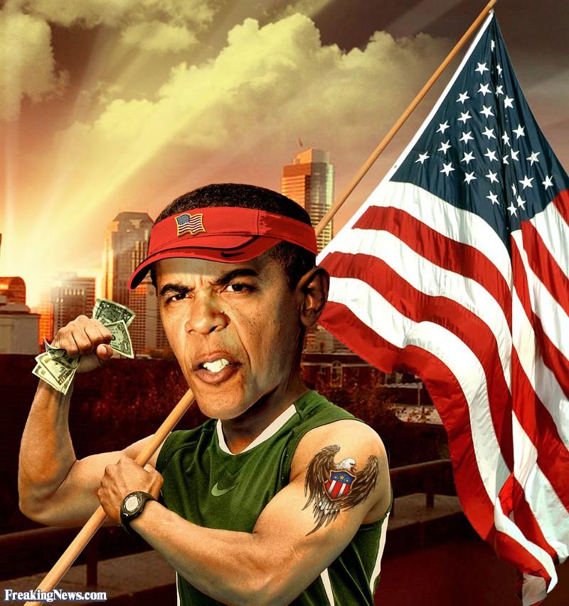 American Barack Obama With Flag