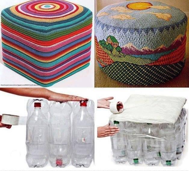 How to make a stool with empty plastic bottles