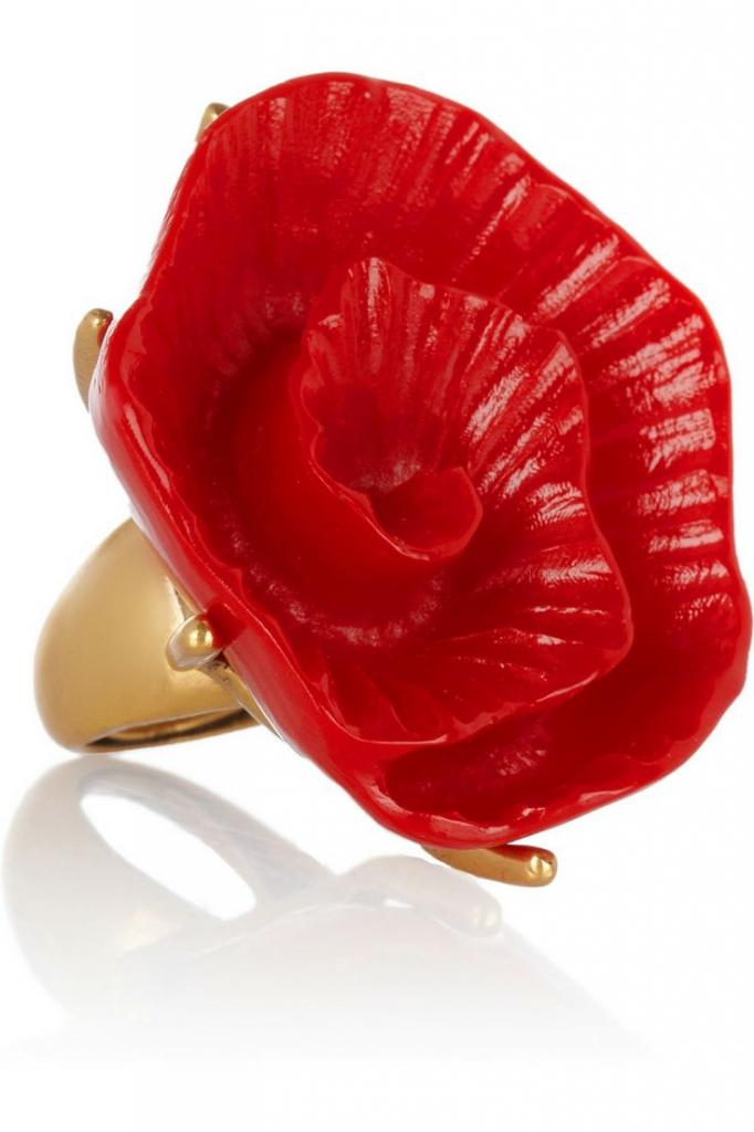 Gold-plated resin rose ring