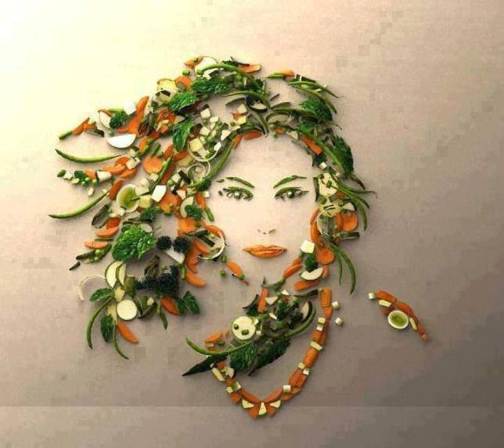 Girl Face Drawing using Vegetables... Amazing Art