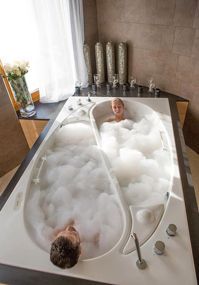 His and Her Bath... I love this idea! He likes his bath scalding! I ho