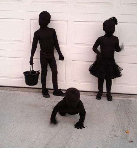Kids dressed as SHADOWS for Halloween. Well this is straight out of a 
