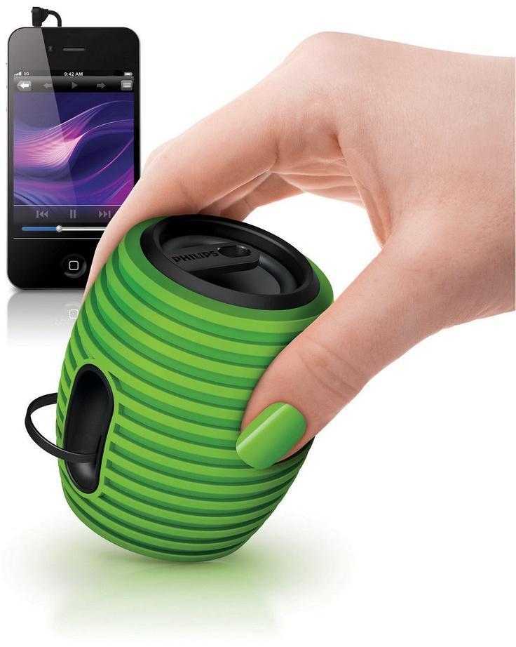 The grenade shaped Philips SoundShooter is a wireless Bluetooth portab