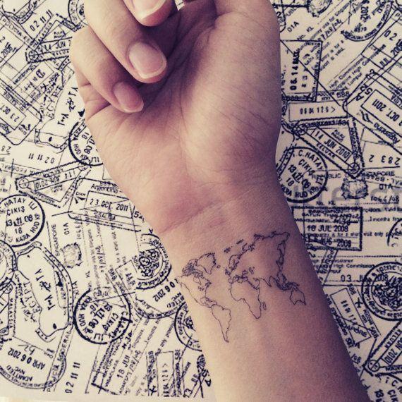 World Map Love Travel Wrist tattoo