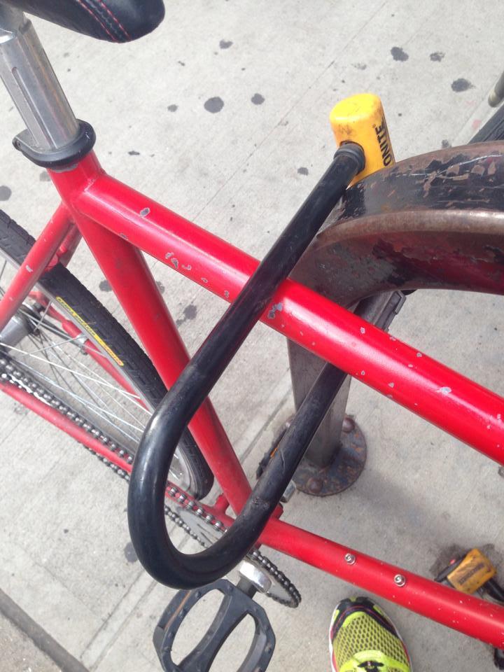 Came out of my office in Times Square to find someone locked my bike,