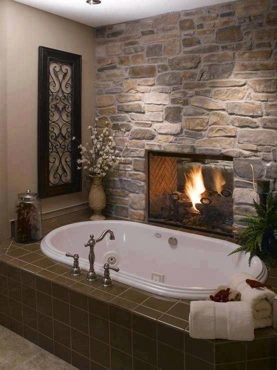 Fireplace in the bathroom!