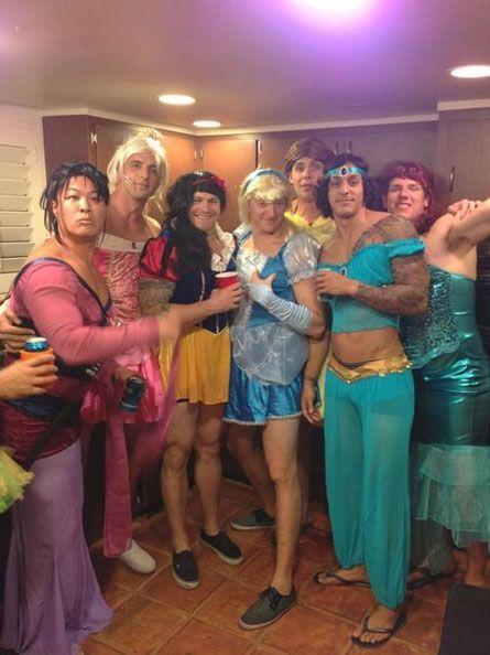 Guys dressed as Disney Princesses for Halloween! Merciful heavens I ca