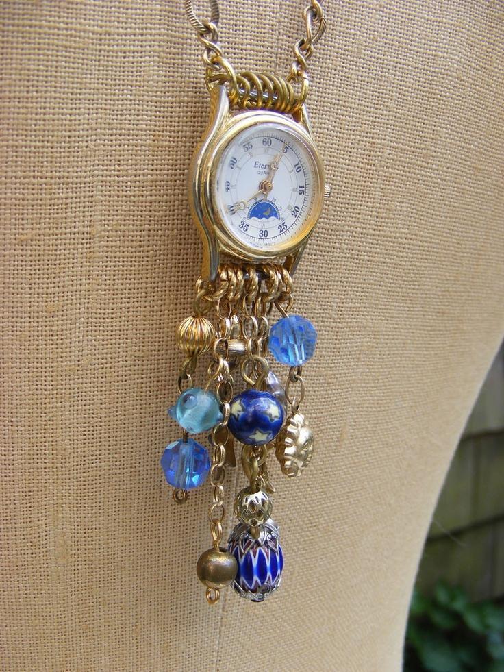 Starry Night - Upcyled Watch Face Necklace