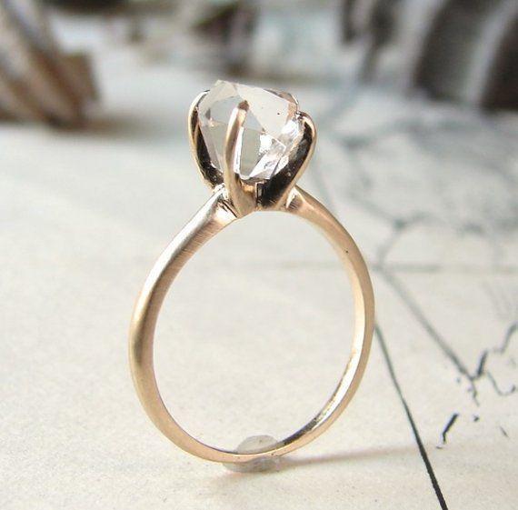 rough herkimer solitaire ring