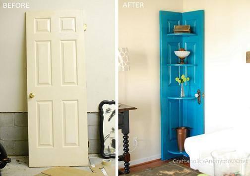 Old Door Into Corner Shelf! DIY