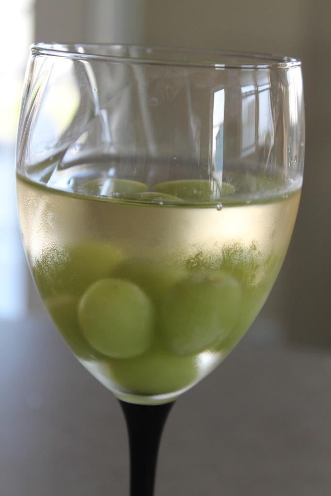 Freeze grapes to chill white wine without watering it down