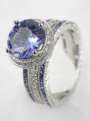 Antique Style Sapphire Bridal Ring - unique jewelry