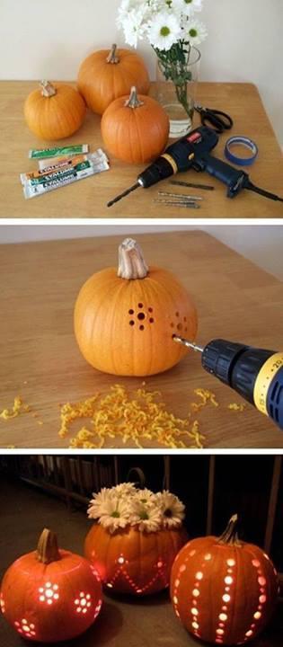 Pumpkin carved using a drill Holloween Ideas