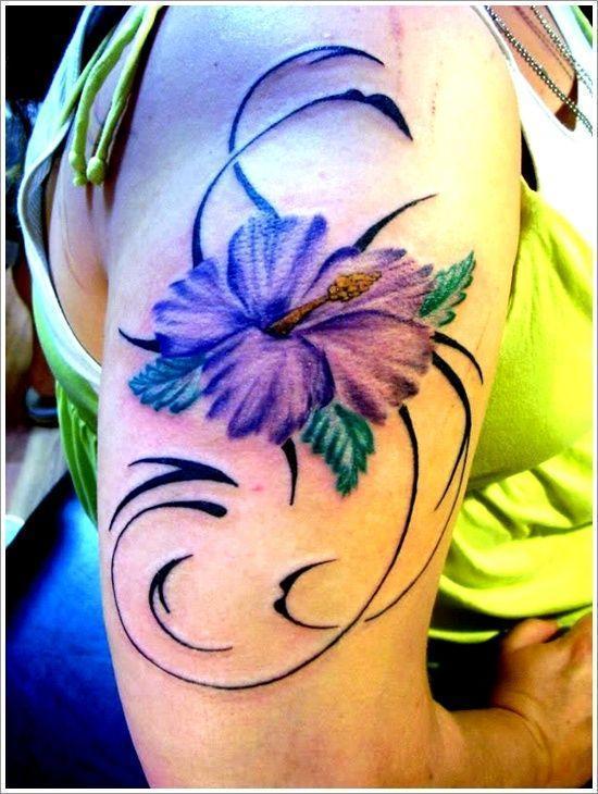 Purple Orchid Tattoo Design For Girl On Sleeve