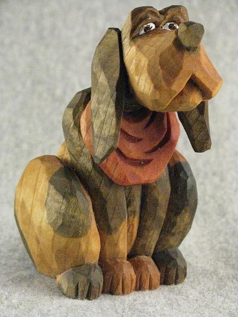 Wood carving dog