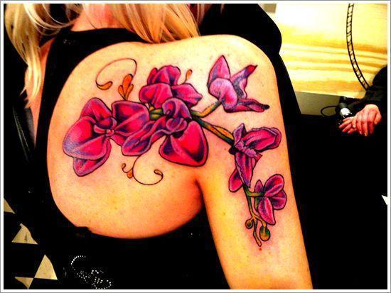 Orchid Tattoo Design For Girl On Back