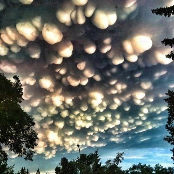A rare cloud formation called a mammatus in Regina, Saskatchewan