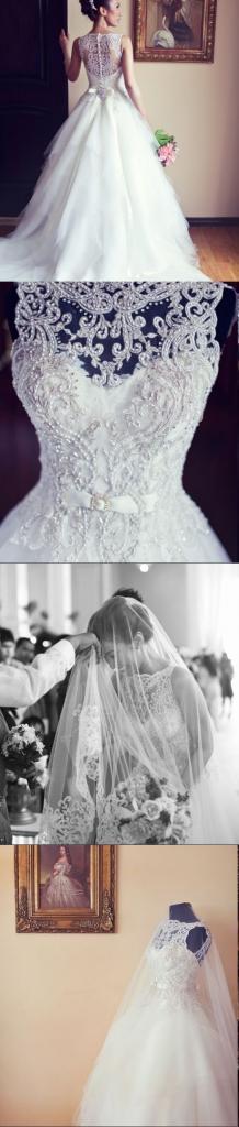 Amazing Sleeveless Lace Wedding Dress