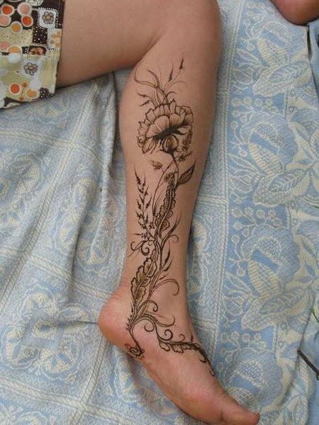 flowers foot tattos