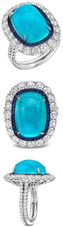 Glorious Paraiba Tourmaline, Sapphire and Diamond Ring by Rylaarsdam