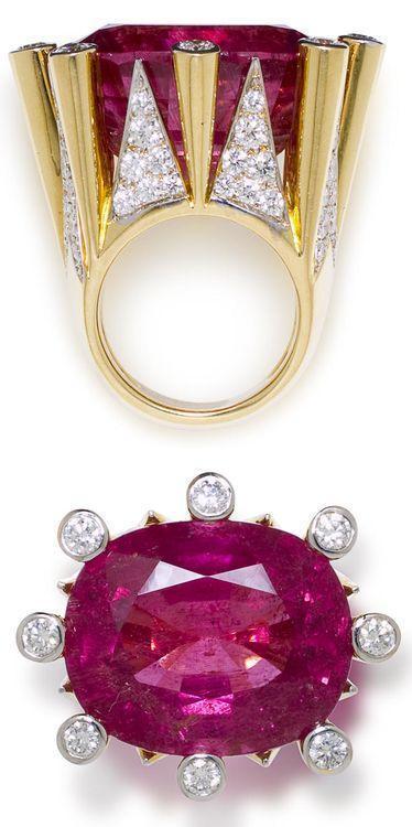 A pink tourmaline and diamond ring, Tony Duquette,