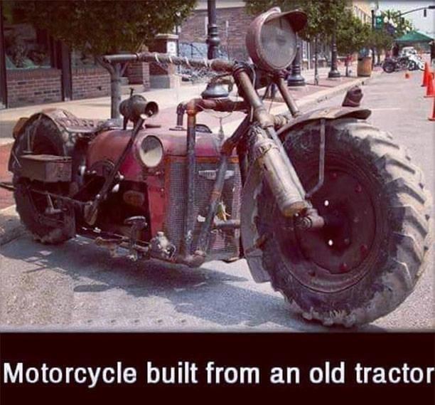 Motorcycle Built From An Old Tractor