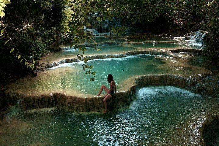 Waterfall pools in Erawan National Park, Kanchanaburi, Thailand... isn