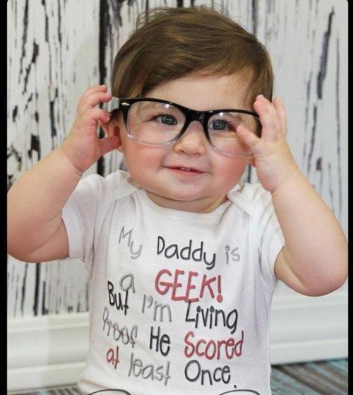 Funny baby shirt my daddy is a geek!