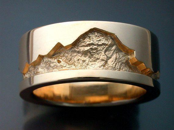 gold man's wedding band with rock texture