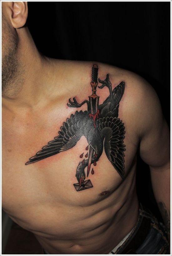 Letter And Swan Tattoo Designs For Men