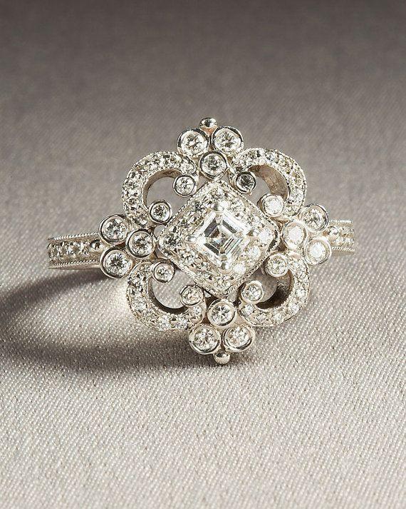 Diamond Engagement Ring or Right Hand ring SEMI-MOUNT-14K white gold