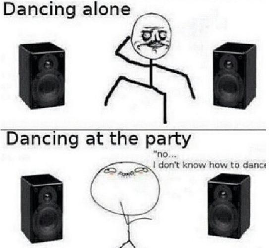 Dancing alone and dancing in party